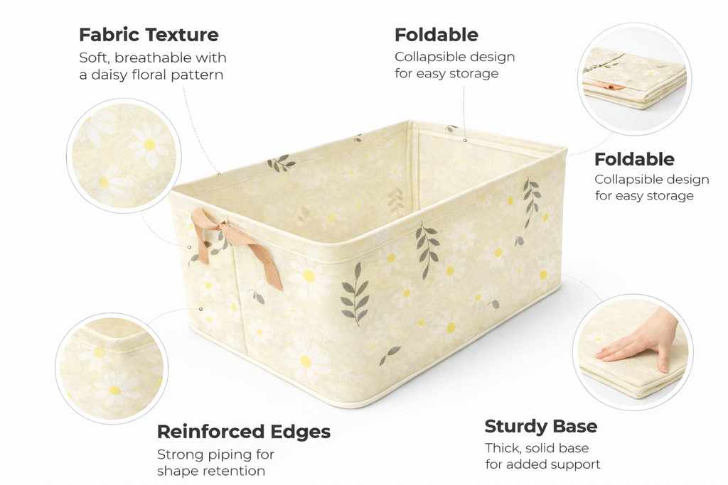 Foldable Fabric Storage Box for Clothes | Wardrobe Organizer with Handles