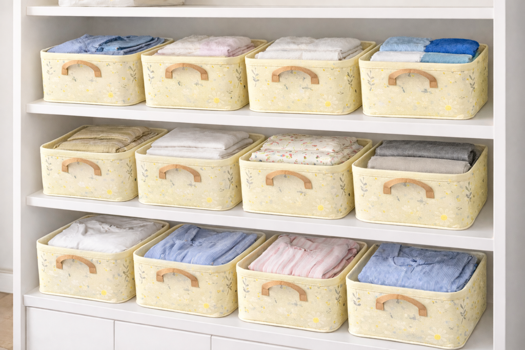 Foldable Fabric Storage Box for Clothes | Wardrobe Organizer with Handles
