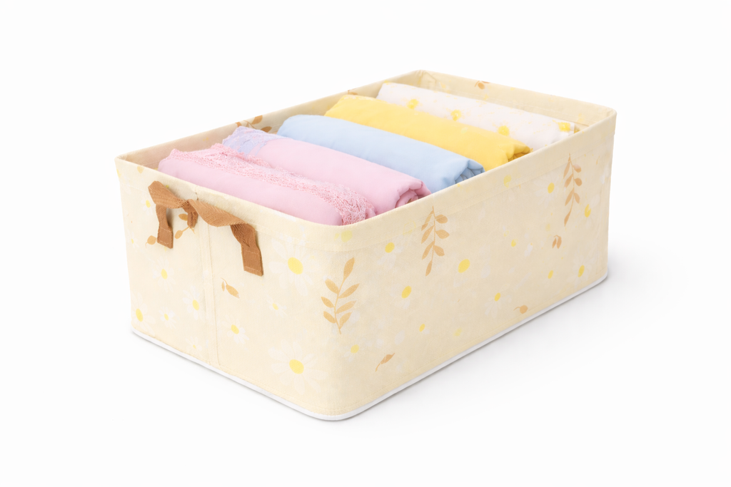 Foldable Fabric Storage Box for Clothes | Wardrobe Organizer with Handles
