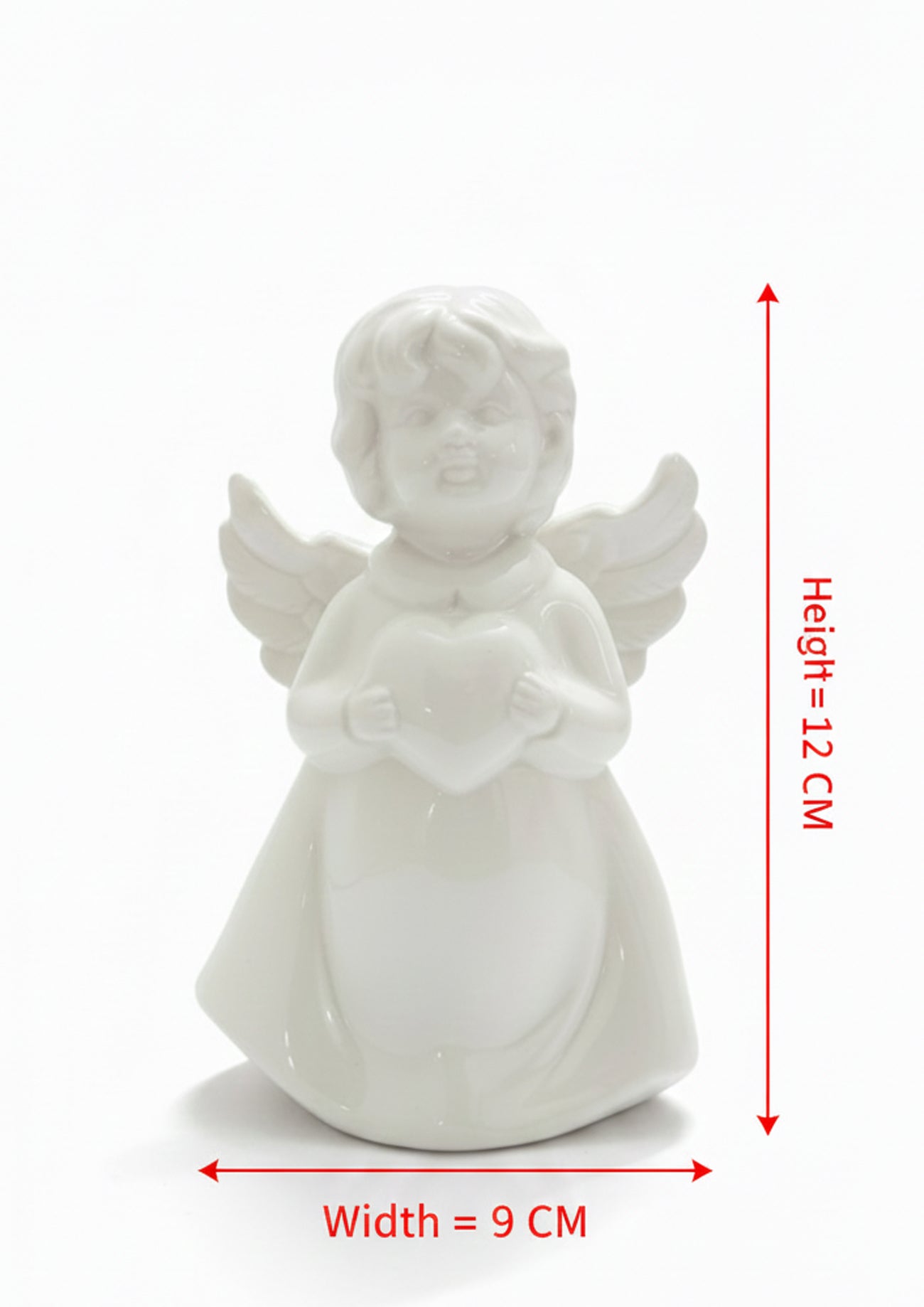 Ceramic Angel Figurine with Heart – Holiday & Everyday Home Decoration, Tabletop Ornament